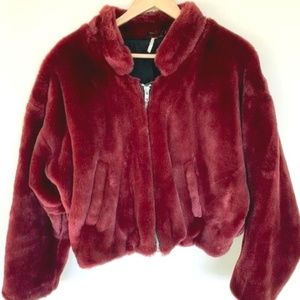 Free People Faux Fur Bomber Jacket